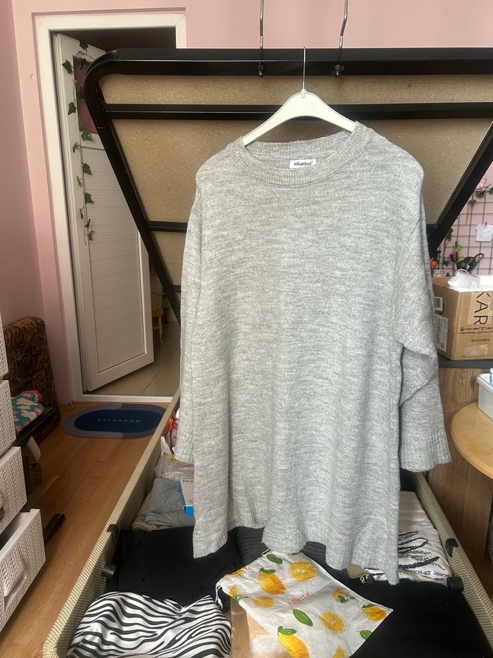 Kadın Kahverengi Boğazlı Triko Midi Kazak - Görsel 3