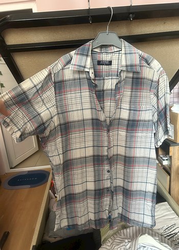 Erkek Gri Bağlamalı Desenli Kısa Kollu Gömlek - Görsel 4