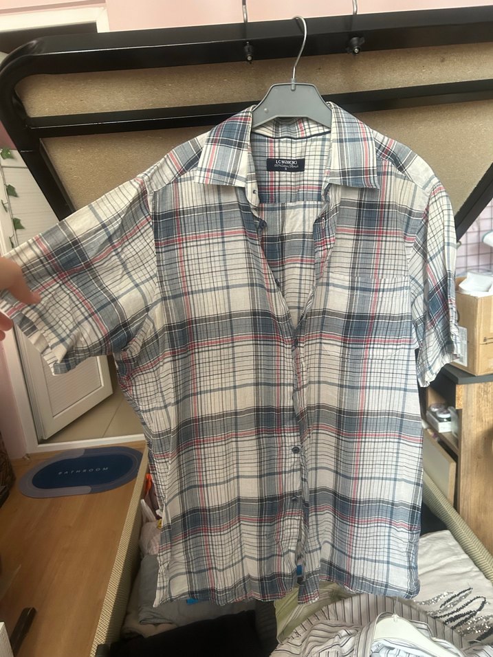 Erkek Gri Bağlamalı Desenli Kısa Kollu Gömlek - Görsel 4