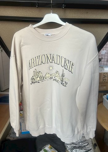 Kadın Rahat Kesim Baskılı Triko Sweatshirt - Görsel 4