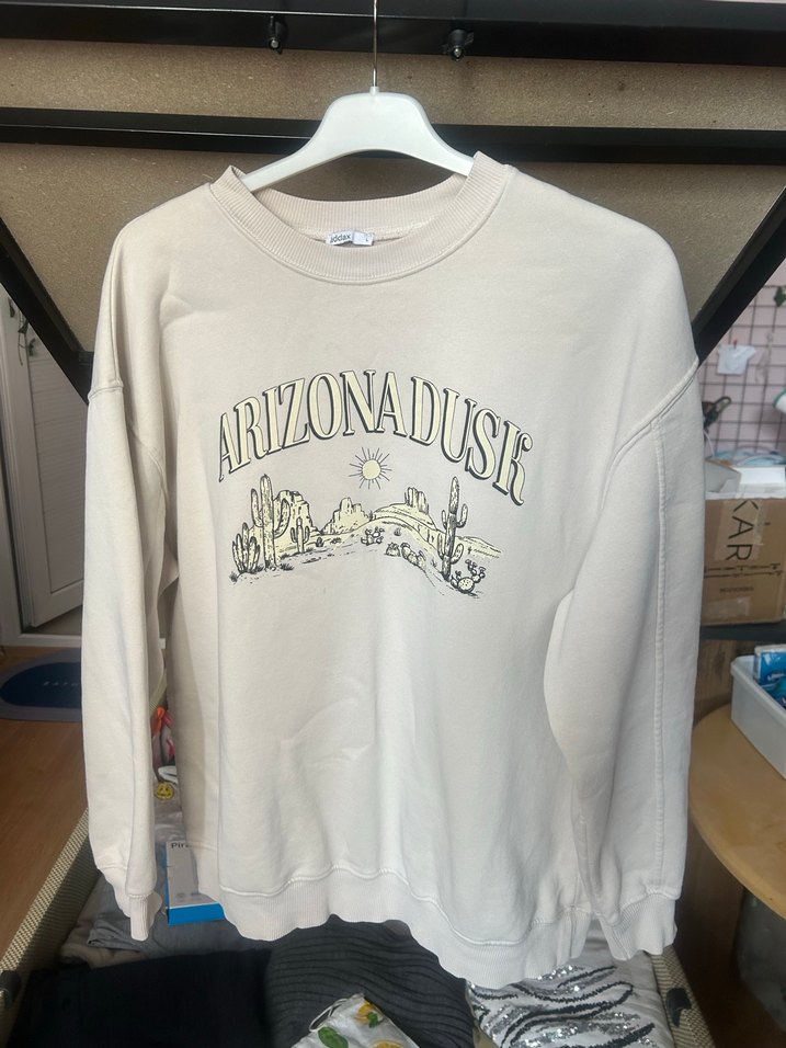 Kadın Rahat Kesim Baskılı Triko Sweatshirt - Görsel 4