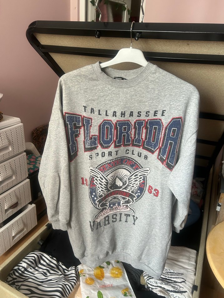 Kadın Rahat Kesim Baskılı Triko Sweatshirt - Görsel 3