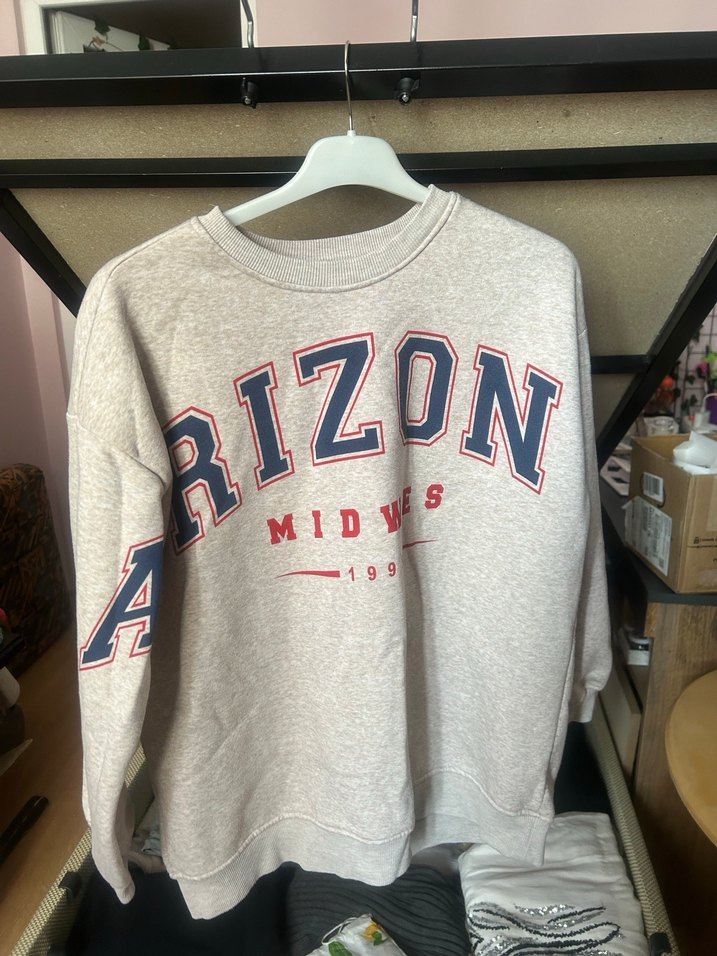 Kadın Rahat Kesim Baskılı Triko Sweatshirt - Görsel 5