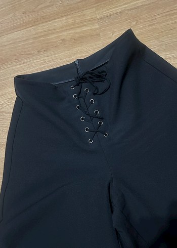 Kuş Gözü Detaylı Siyah Kadın Pantolon - Görsel 3