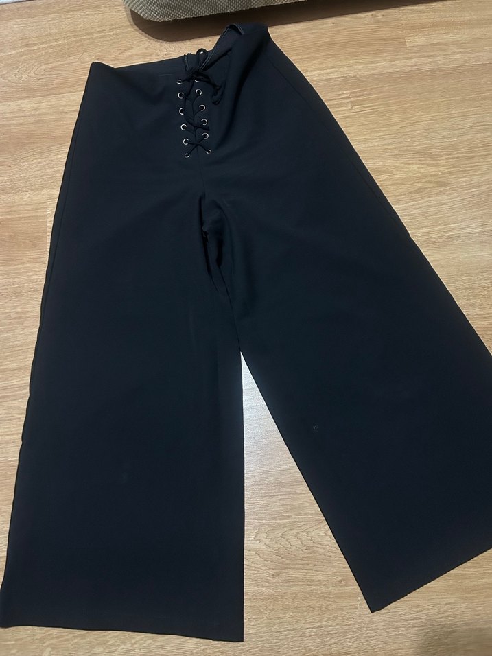 Kuş Gözü Detaylı Siyah Kadın Pantolon - Görsel 2