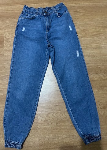 Gri Kadın Salaş Midi Boy Kot Pantolon - Görsel 4