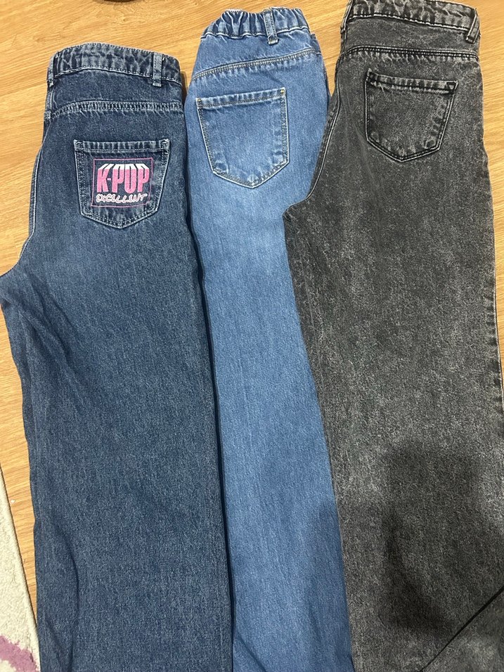 Gri Kadın Salaş Midi Boy Kot Pantolon - Görsel 5