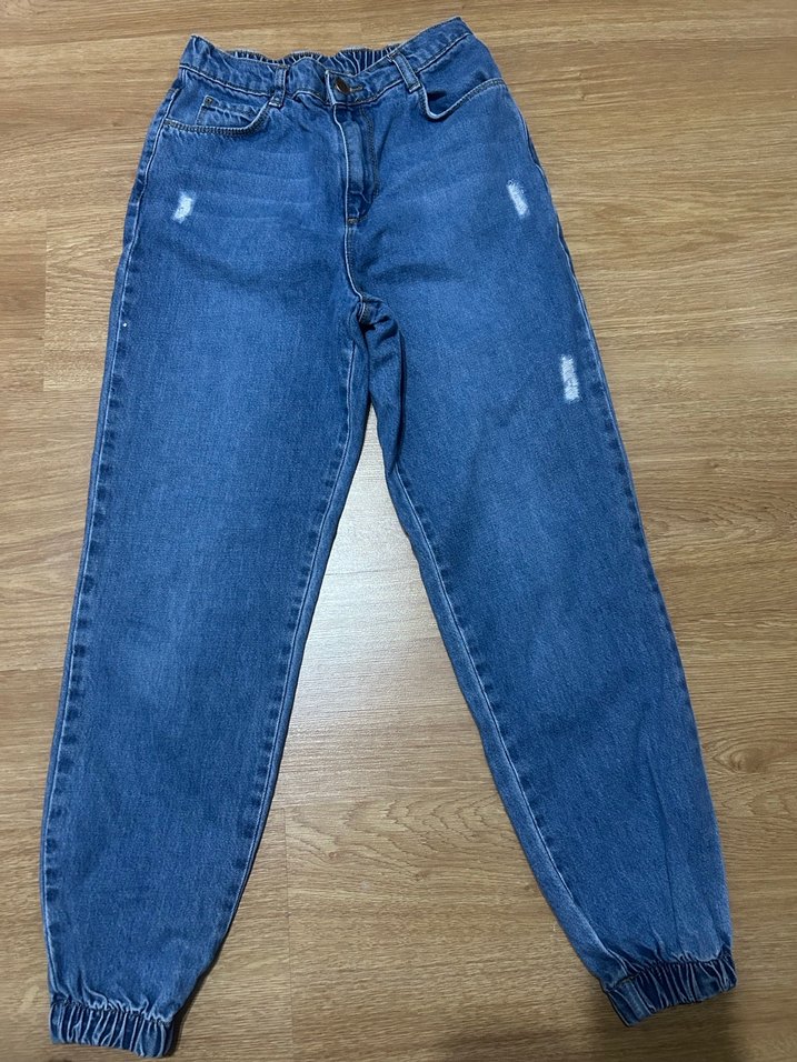 Gri Kadın Salaş Midi Boy Kot Pantolon - Görsel 4