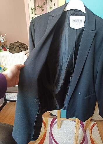 38 Beden siyah Renk Pull & bear Blazer ceket boy 67 en 48. Sorunsuz temiz ürün