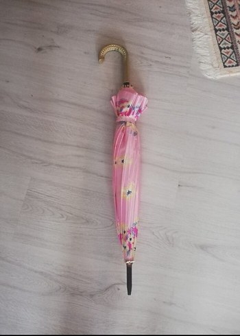 Beden Pembe çiçekli Baston Kadın Şemsiye