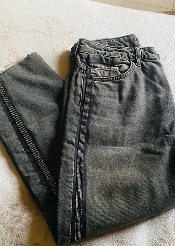 ZARA STRAİGHT ŞERİTLİ KOT PANTOLON - Görsel 7