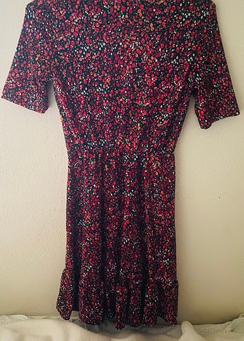 Bohem Kısa Kollu V Yaka Midi Elbise - Görsel 4