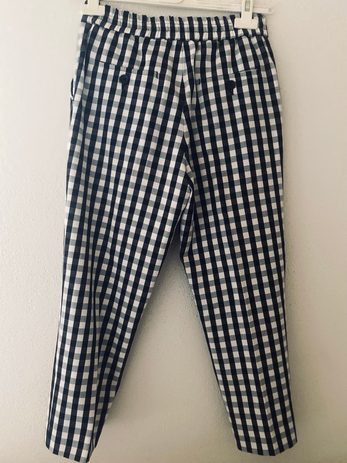 MANGO  Ekose Pilili Midi Pantolon - Görsel 5