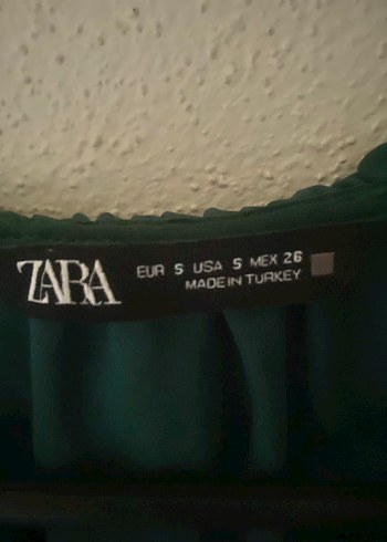 ZARA Yeşil V Yakalı Uzun Kollu Bluz - Görsel 3