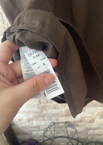 MANGO Kahverengi Kolsuz Keten Midi Elbise - Görsel 5