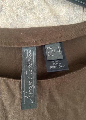 MANGO Kahverengi Kolsuz Keten Midi Elbise - Görsel 2