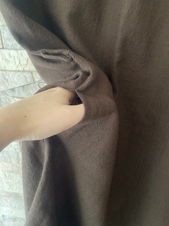 MANGO Kahverengi Kolsuz Keten Midi Elbise - Görsel 4