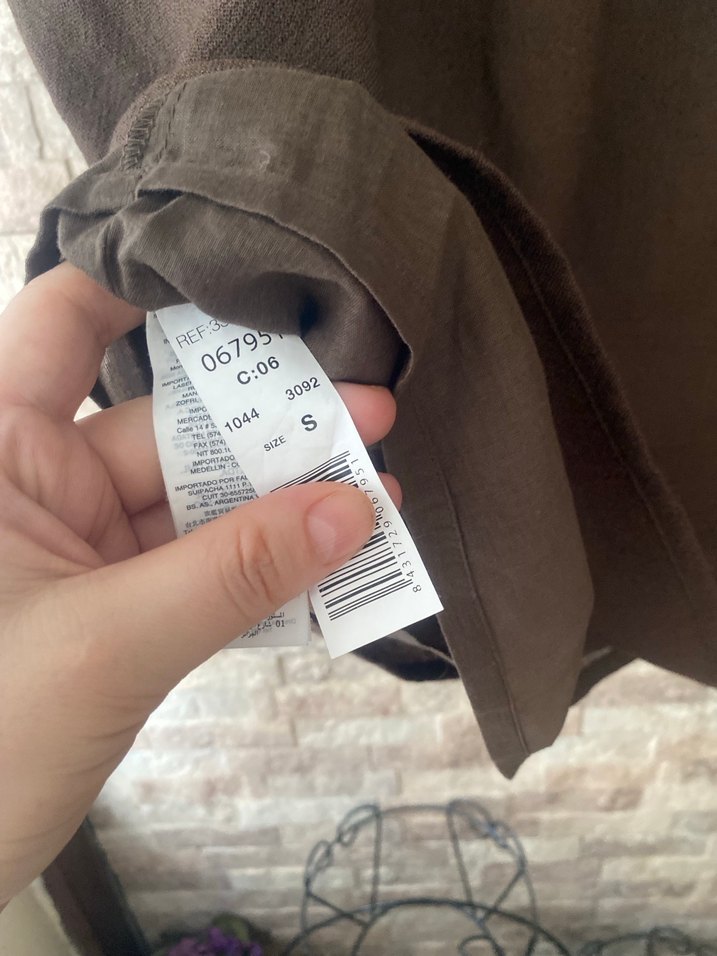 MANGO Kahverengi Kolsuz Keten Midi Elbise - Görsel 5