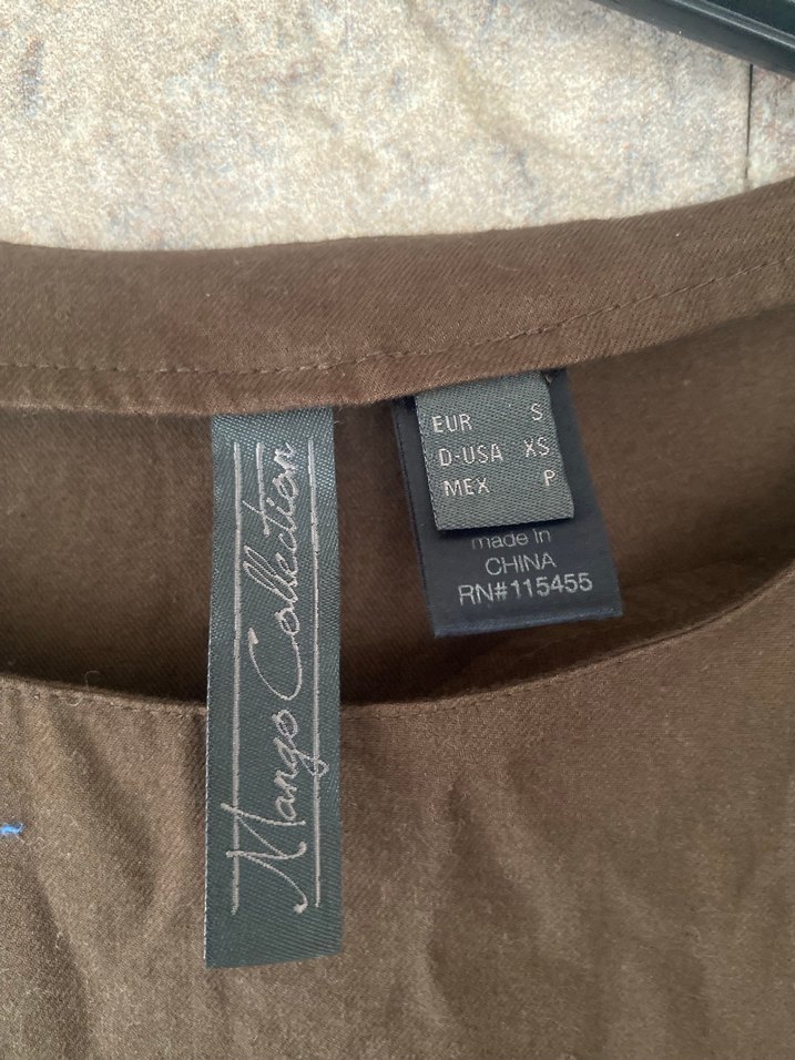 MANGO Kahverengi Kolsuz Keten Midi Elbise - Görsel 2