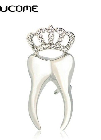 Tasarımcı diş hekimi broş modelleri kraliçe taşlı metal alaşım altın ve gü