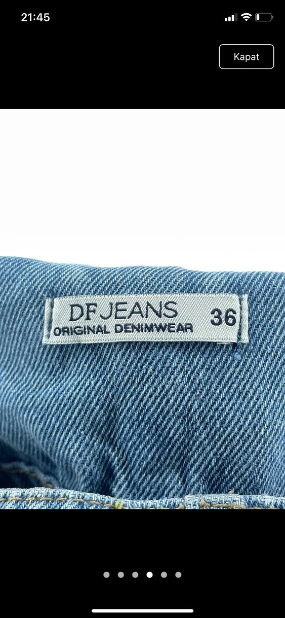 Kadın Mavi Kot Askılı Şort Tulum - Görsel 4