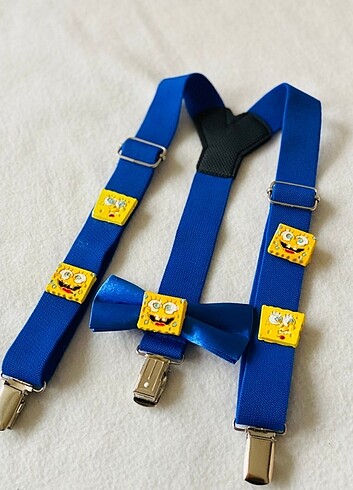 Beden çeşitli Renk Süngerbob askı papyon set