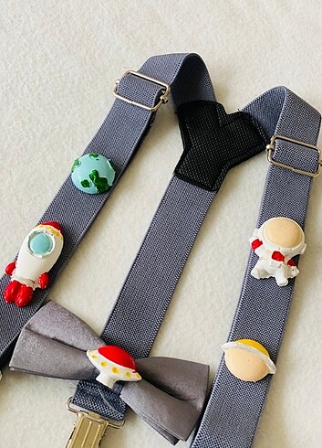 Astronot konseptli askı papyon set 