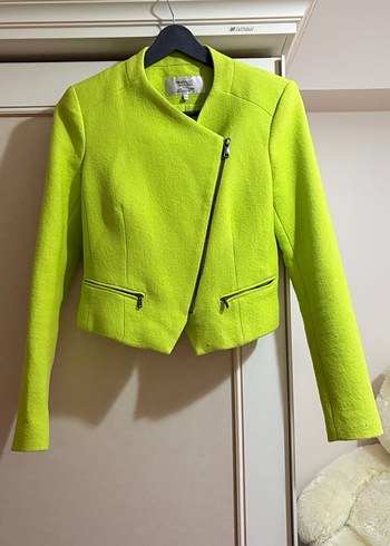 Yeşil Mini Fermuarlı Kadın Ceket