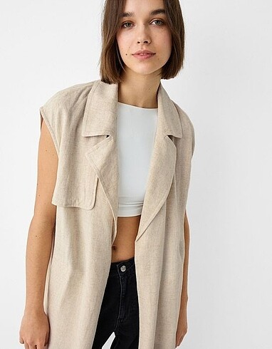 s Beden camel Renk Bershka yelek