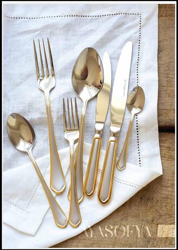 Parlak Altın Renkli Çatal Kaşık Bıçak Seti - Görsel 2