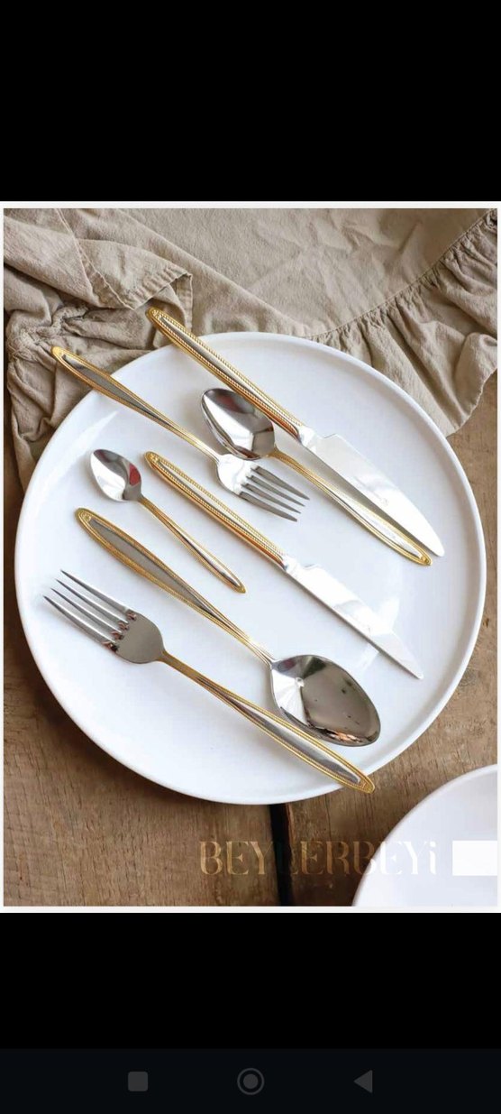 Parlak Altın Renkli Çatal Kaşık Bıçak Seti - Görsel 5