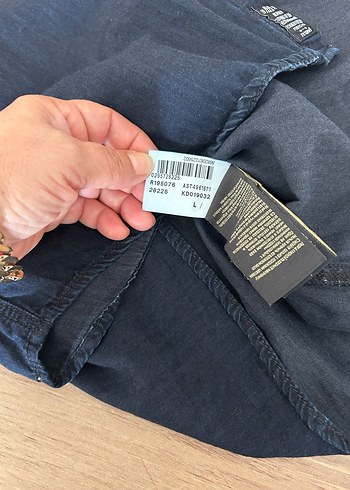 l Beden Erkek Lacivert Kot Gömlek, Düğmeli, Regular Fit