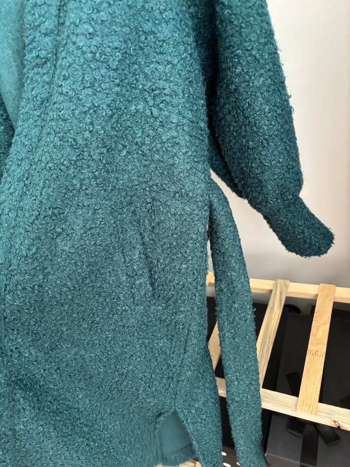 Yeşil Uzun Örgü Yün Kadın Hırka - Görsel 5