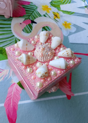 Deniz kabuklu pembe takı kutusu - Görsel 6