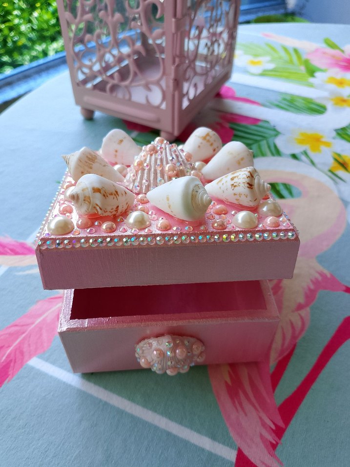 Deniz kabuklu pembe takı kutusu - Görsel 2