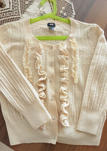 H&M Ekru Firfirli İnce Triko Hirka