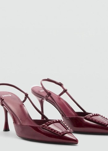 Mango Bordo Rugan Tokalı Stiletto