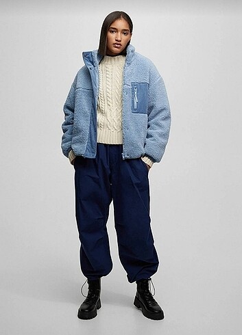 s Beden Pull and bear Cepli Yünlü ceket