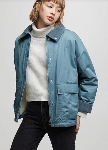 Pull and bear mavi şişme mont