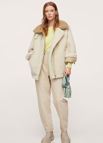 l Beden Mango oversize kürk görünümlü ceket