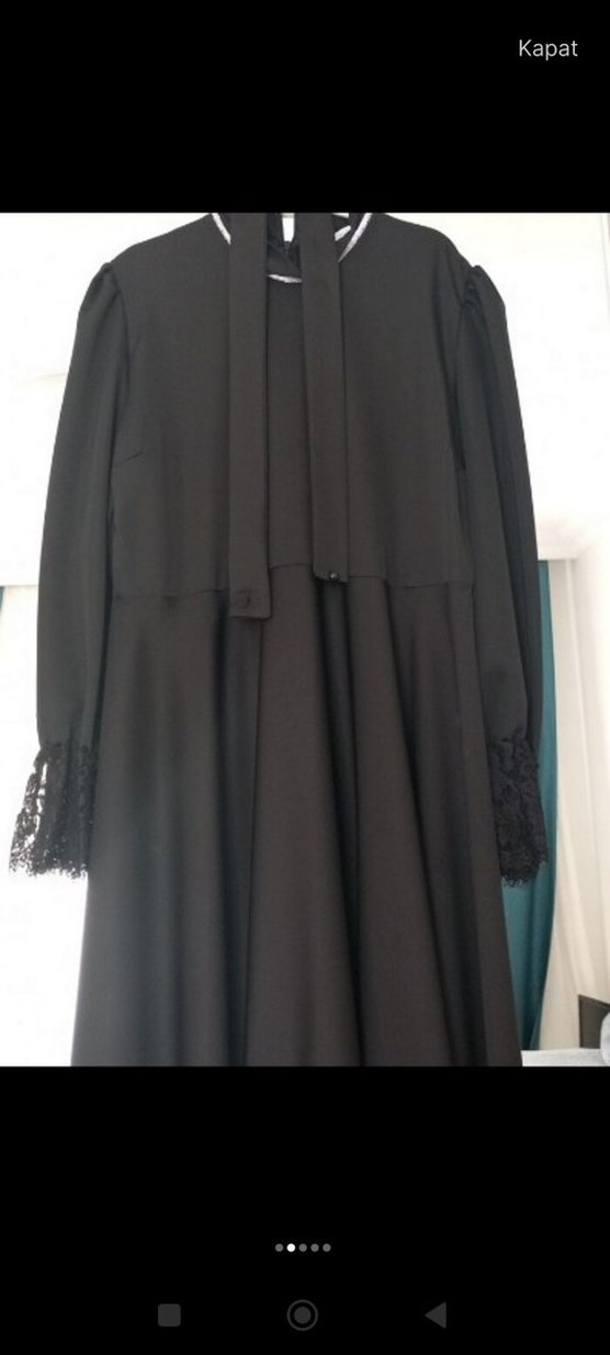 Siyah Uzun Drapeli Gotik Elbise - Görsel 2