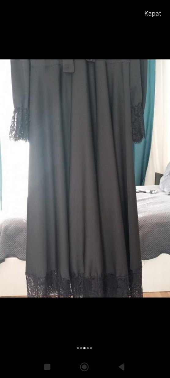 Siyah Uzun Drapeli Gotik Elbise - Görsel 3