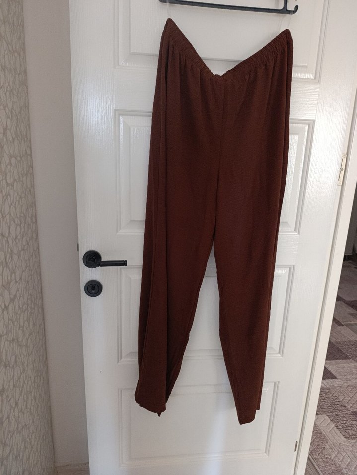 Kahverengi Salaş Kadın Uzun Pantolon - Görsel 3