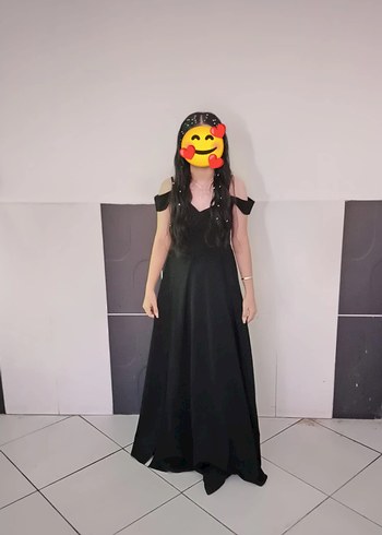 Uzun Siyah Gotik Straplez Abiye Elbise - Görsel 2