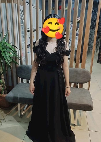 Uzun Siyah Gotik Straplez Abiye Elbise - Görsel 4