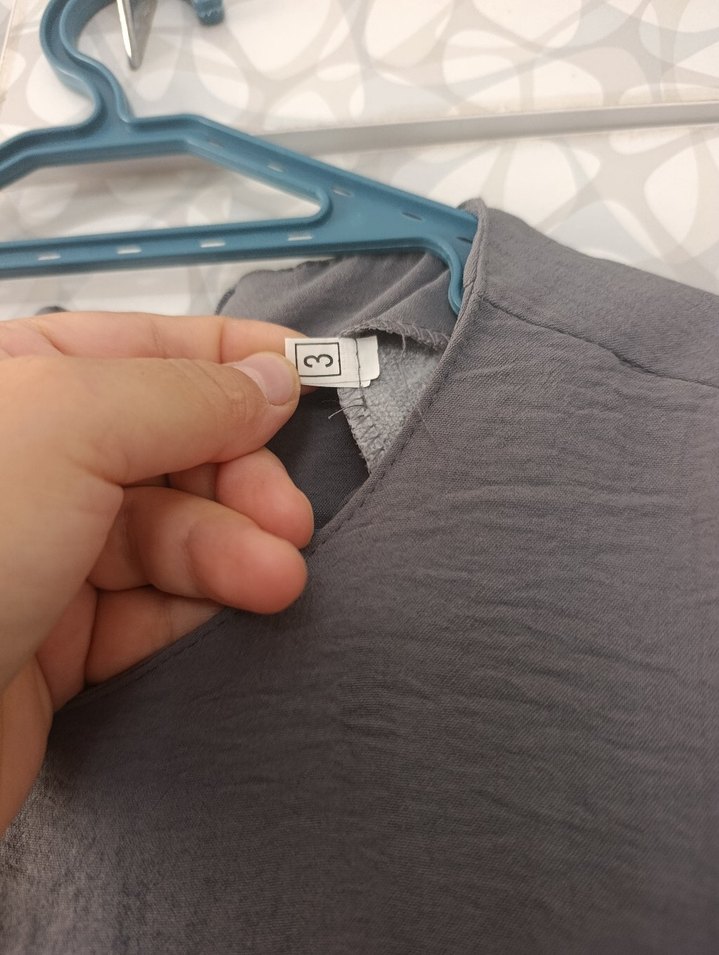 Gri Uzun Kollu Salaş Kadın Elbise - Görsel 3