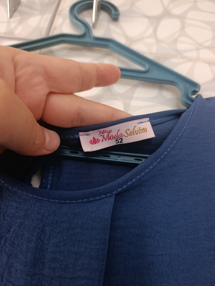 Uzun Kollu Mavi Salaş Tunik - Görsel 3