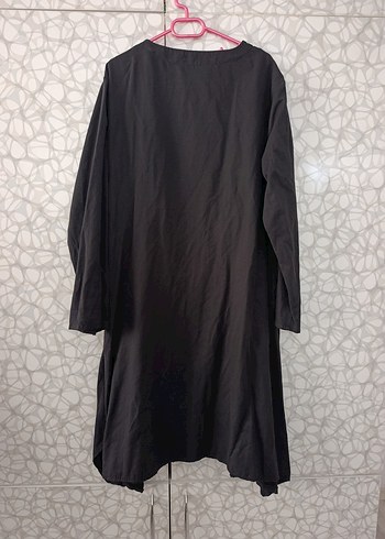 Siyah Düğmeli Uzun Keten Tunik - Görsel 2