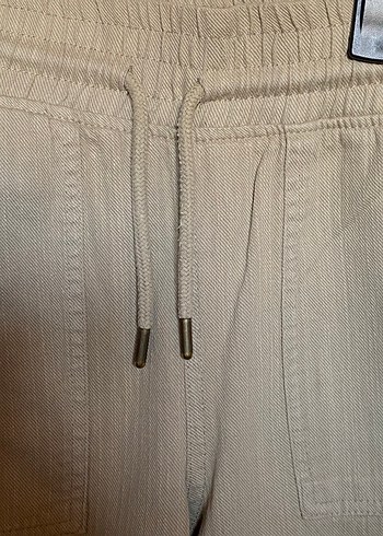 Bej Rahat Kesim Kadın Keten Pantolon - Görsel 3