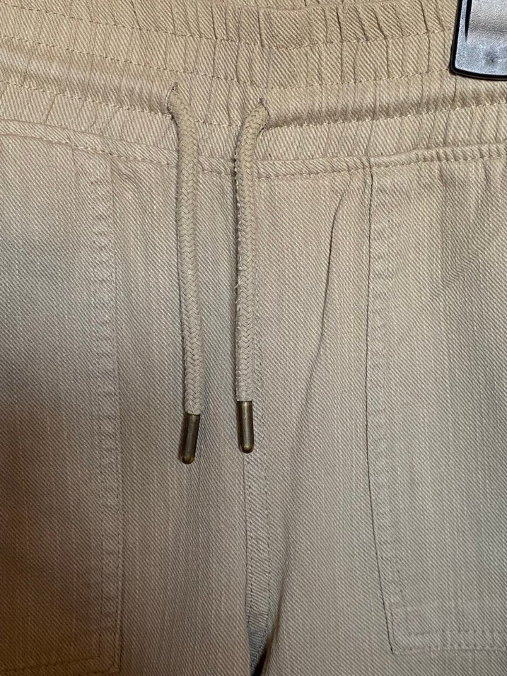 Bej Rahat Kesim Kadın Keten Pantolon - Görsel 3